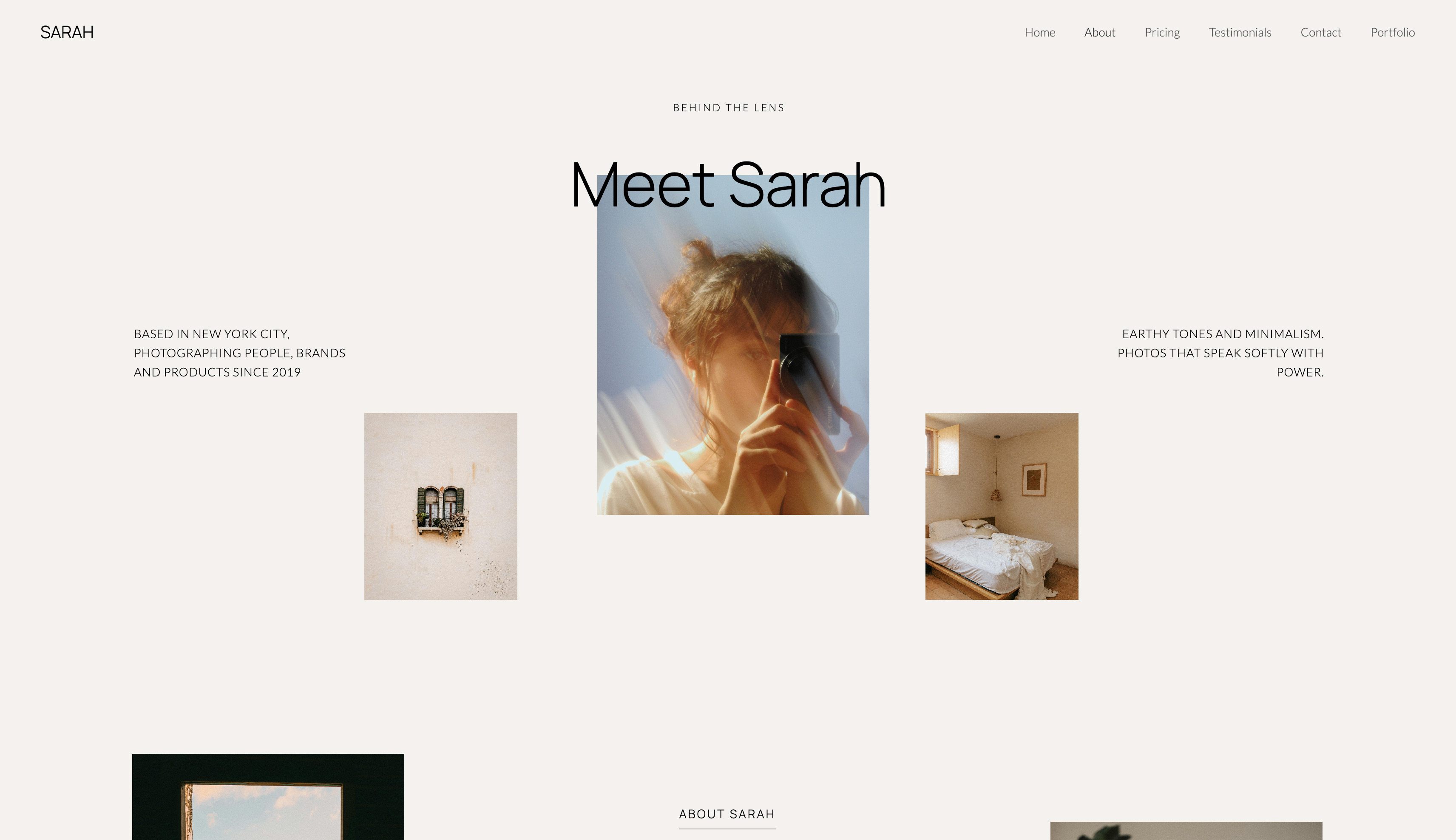 Framekit designer portfolio template with elegant project showcase