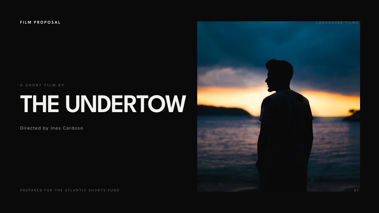 The cover of Framekit's Short Film Proposal template for a sample short called The Undertow, prepared for a fictional shorts fund