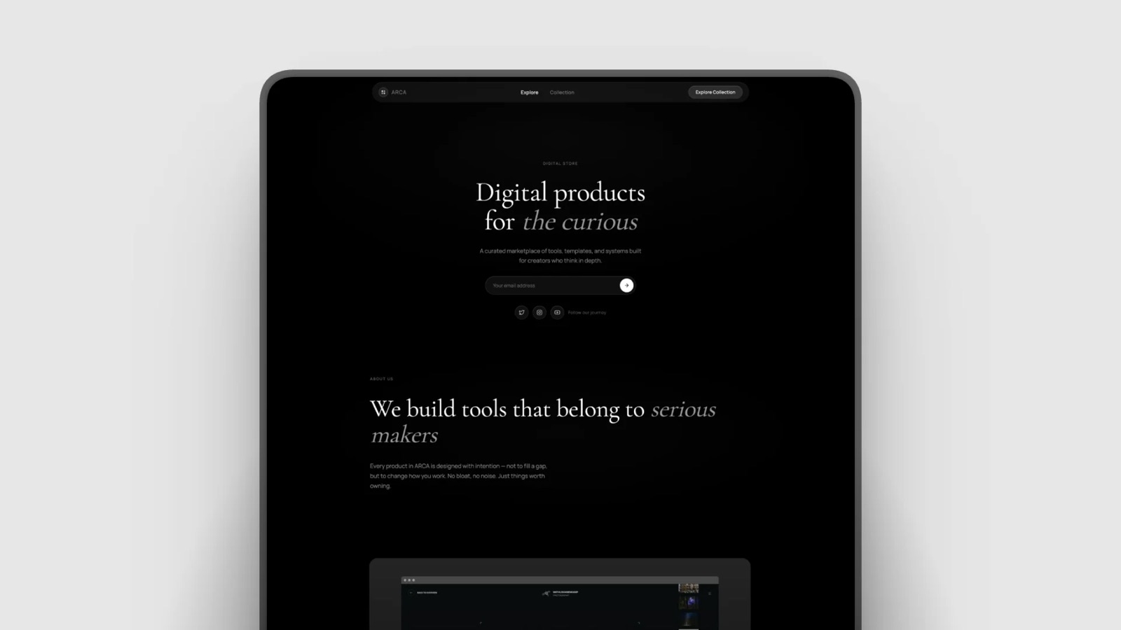 A social-first storefront page with products and links