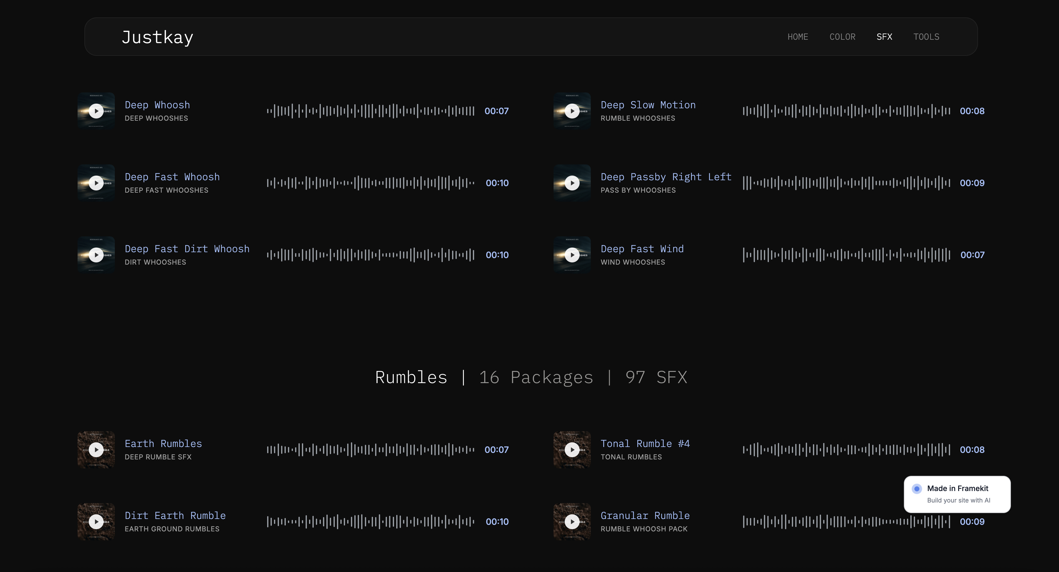 A colorist's website with a digital product store, built with Framekit