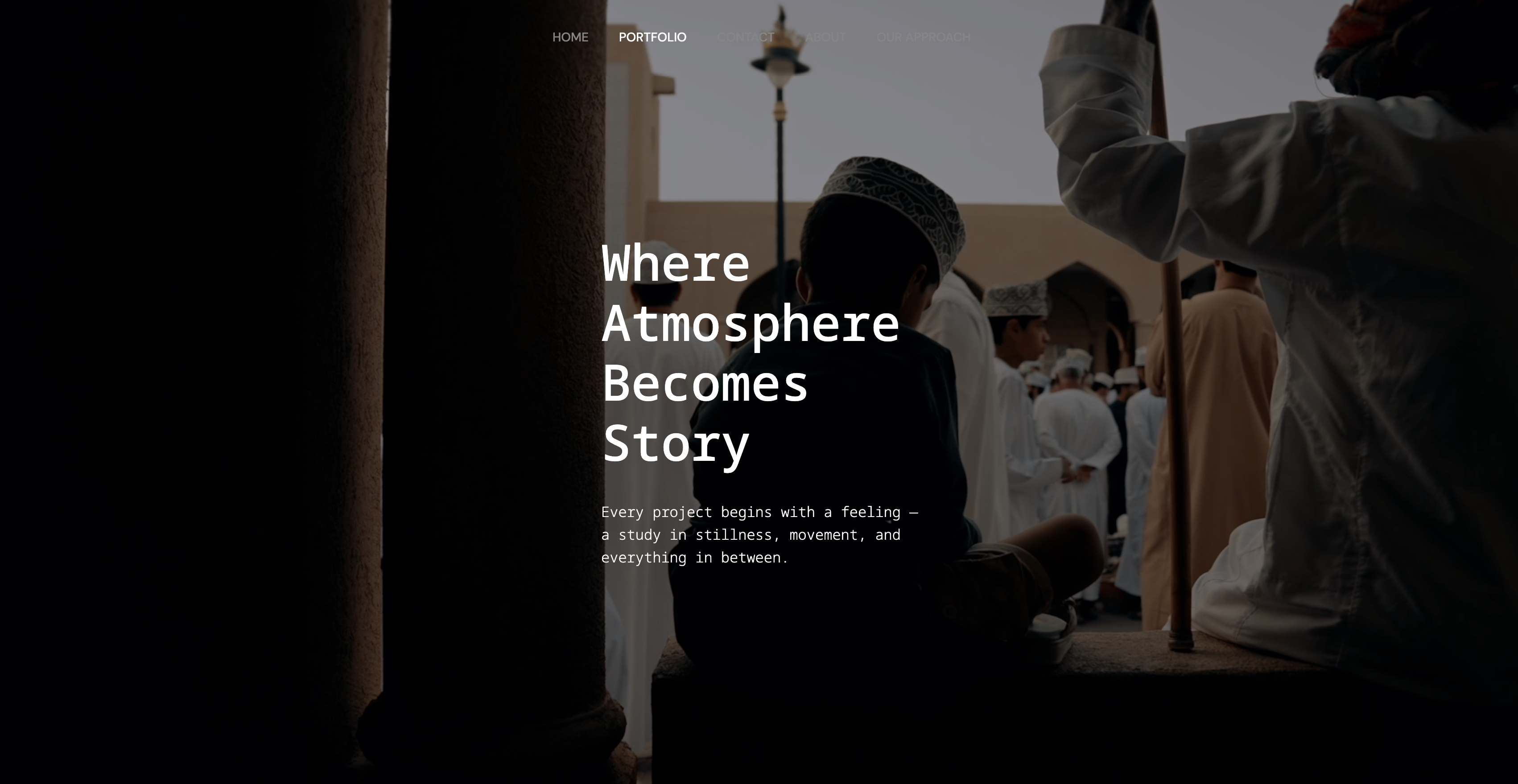 A filmmaking duo portfolio site built with Framekit, shown on a custom domain